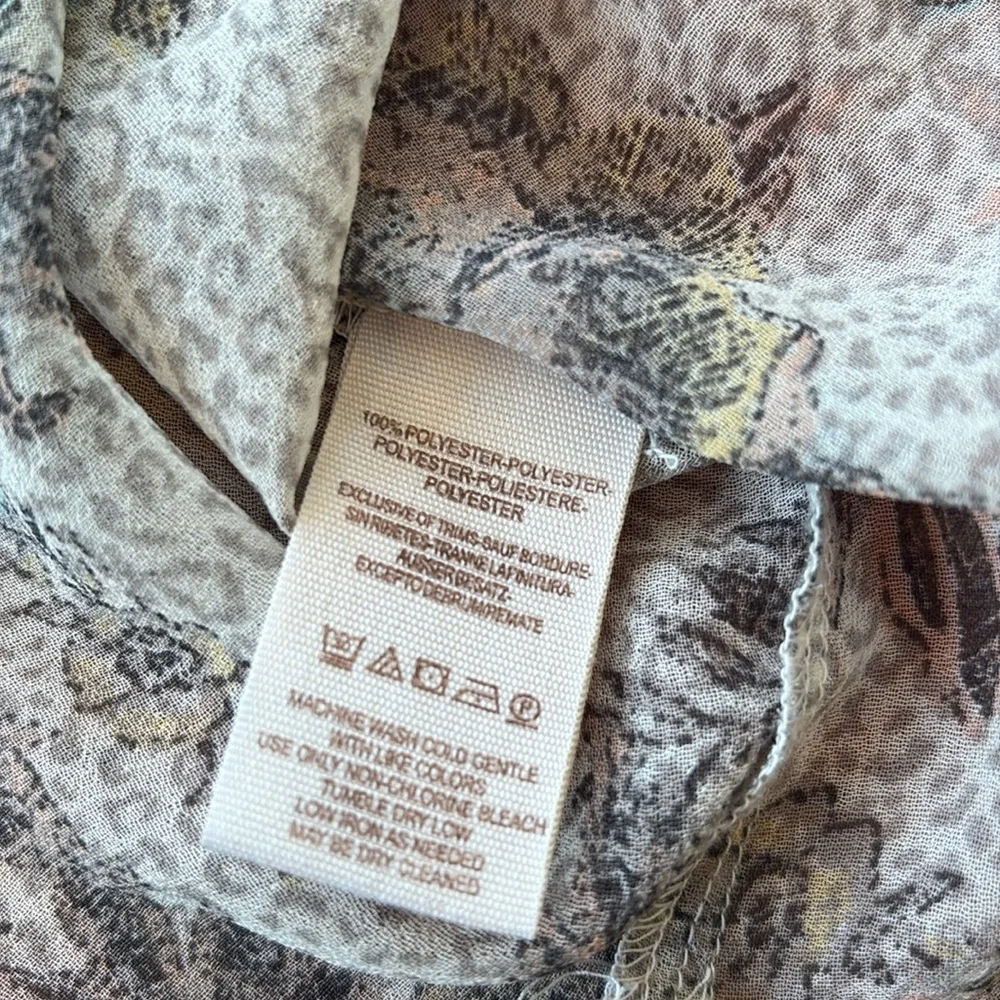 Free People Cream Tan Floral Ever After Blouse Medium Chiffon - Picture 10 of 10